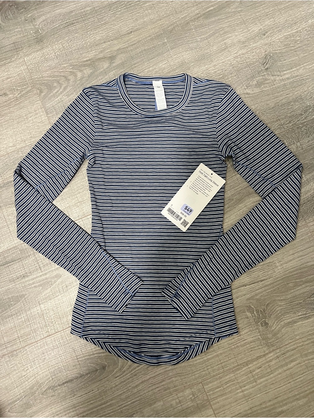 NWT lululemon Hold Tight Long Sleeve Navy and White Striped